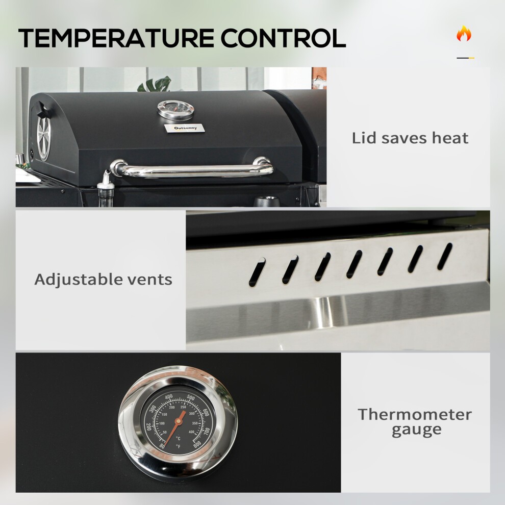 Outsunny Black Dual Fuel Barbecue Grill with Wheel and Warming Rack - image 5