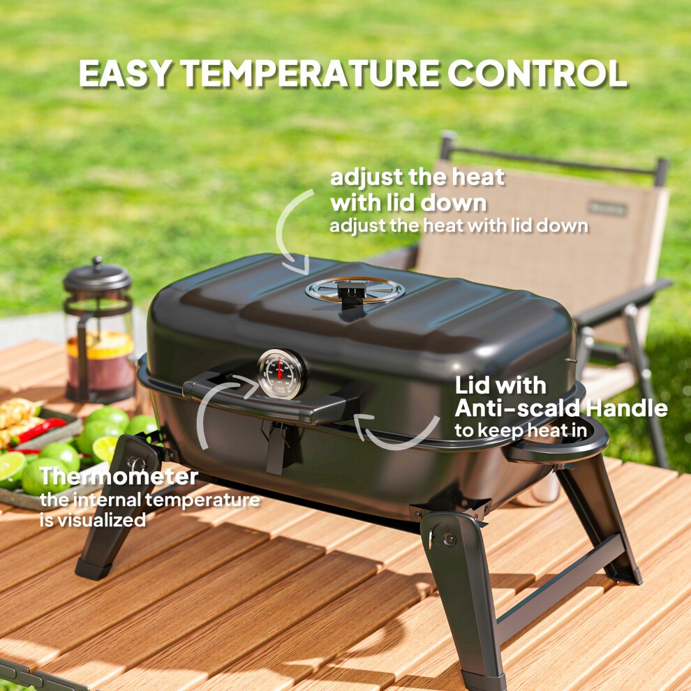 Outsunny Black Foldable Charcoal Barbecue Grill - image 5