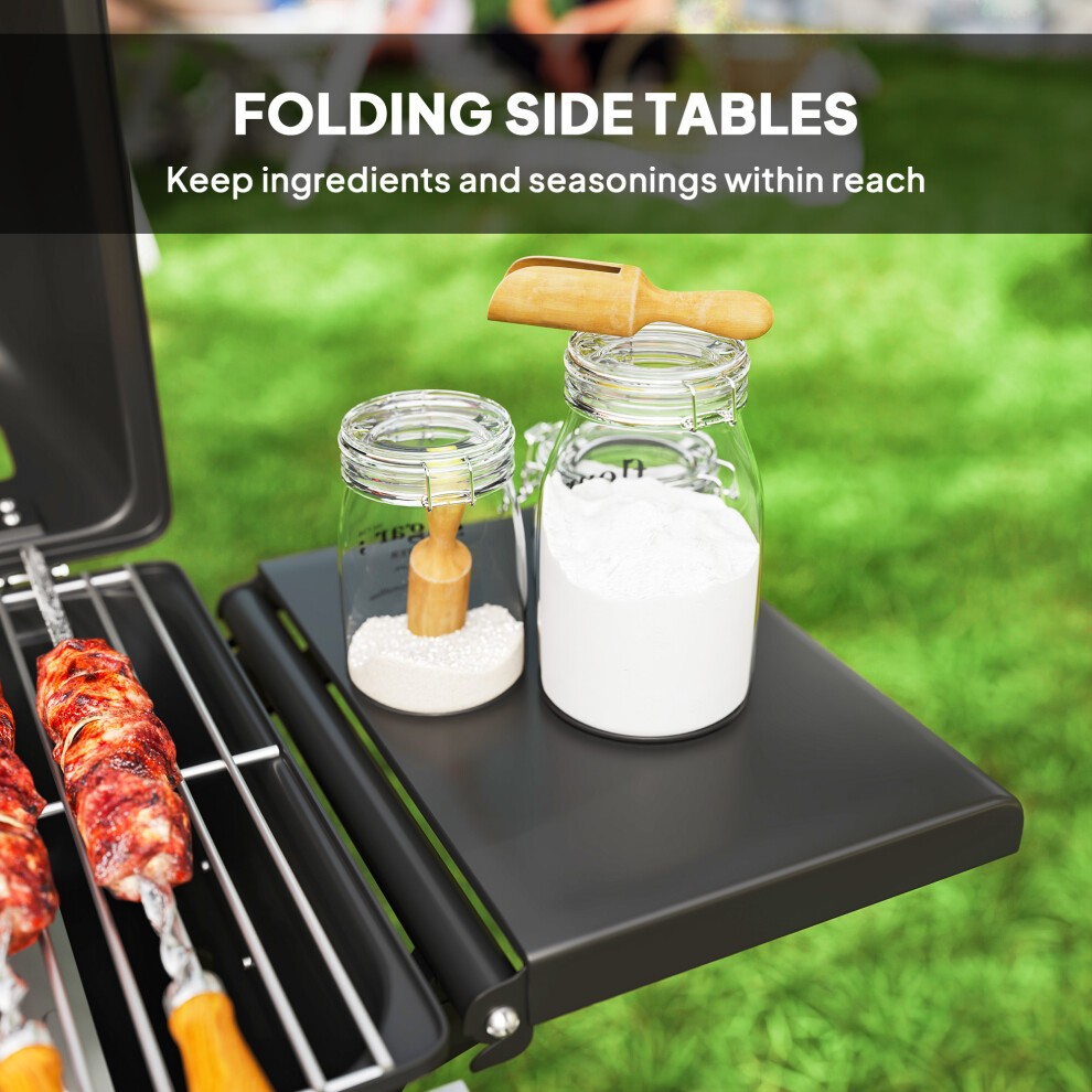 Outsunny Black Foldable Gas Barbecue Grill with Thermometer and Lid - image 4