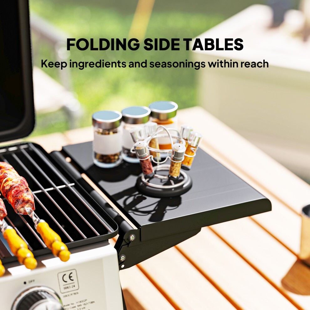 Outsunny Black Portable Tabletop Gas Barbecue Grill with Thermometer - image 4