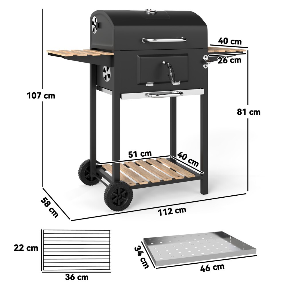 Outsunny Charcoal 3 Shelf Barbecue Grill with Warming Rack - image 2