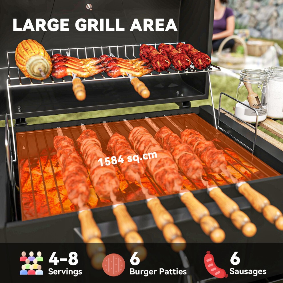 Outsunny Charcoal 3 Shelf Barbecue Grill with Warming Rack - image 3
