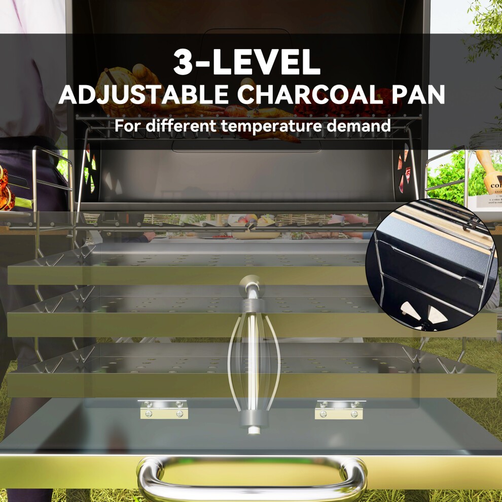 Outsunny Charcoal 3 Shelf Barbecue Grill with Warming Rack - image 4