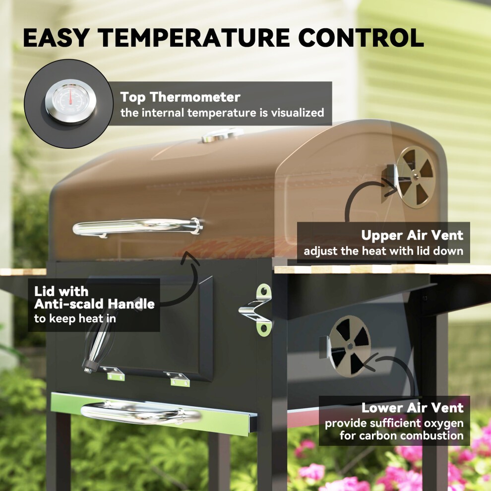 Outsunny Charcoal 3 Shelf Barbecue Grill with Warming Rack - image 5