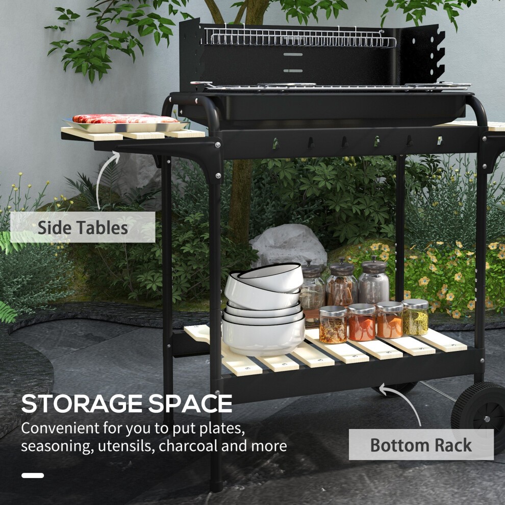 Outsunny Charcoal Barbecue BBQ Grill Trolley with Ash Catcher - image 3