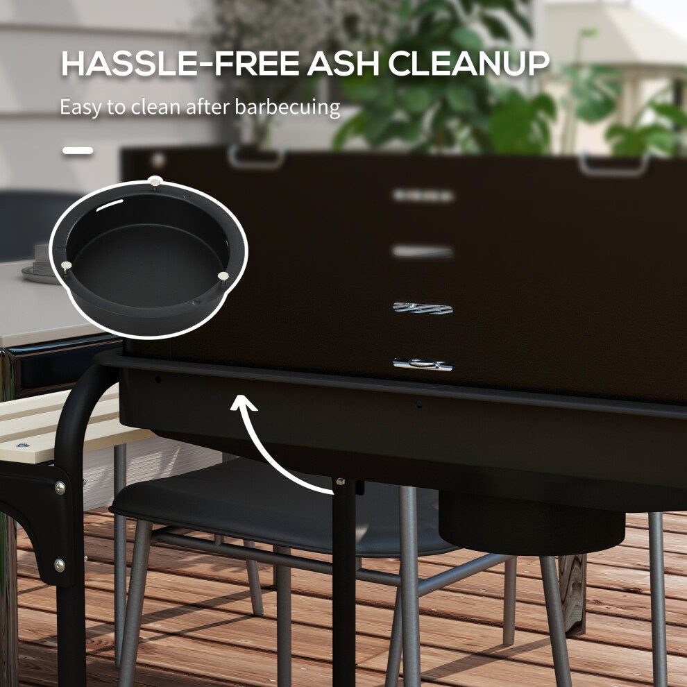 Outsunny Charcoal Barbecue BBQ Grill Trolley with Ash Catcher - image 4