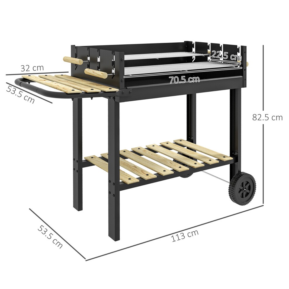 Outsunny Charcoal Barbecue Grill with Side Table and Storage Shelf - image 2