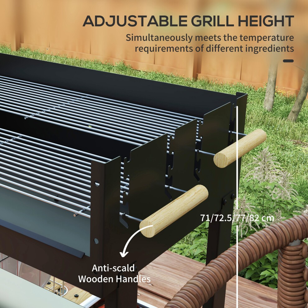 Outsunny Charcoal Barbecue Grill with Side Table and Storage Shelf - image 4