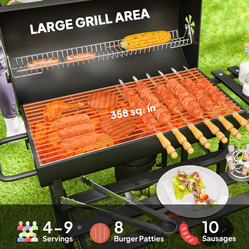 Outsunny Charcoal Barbecue Grill with Warming Rack - image 3