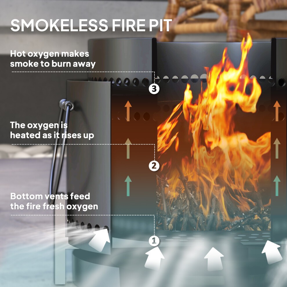 Outsunny Dark Grey Metal Smokeless Wood Burning Firepit - image 3