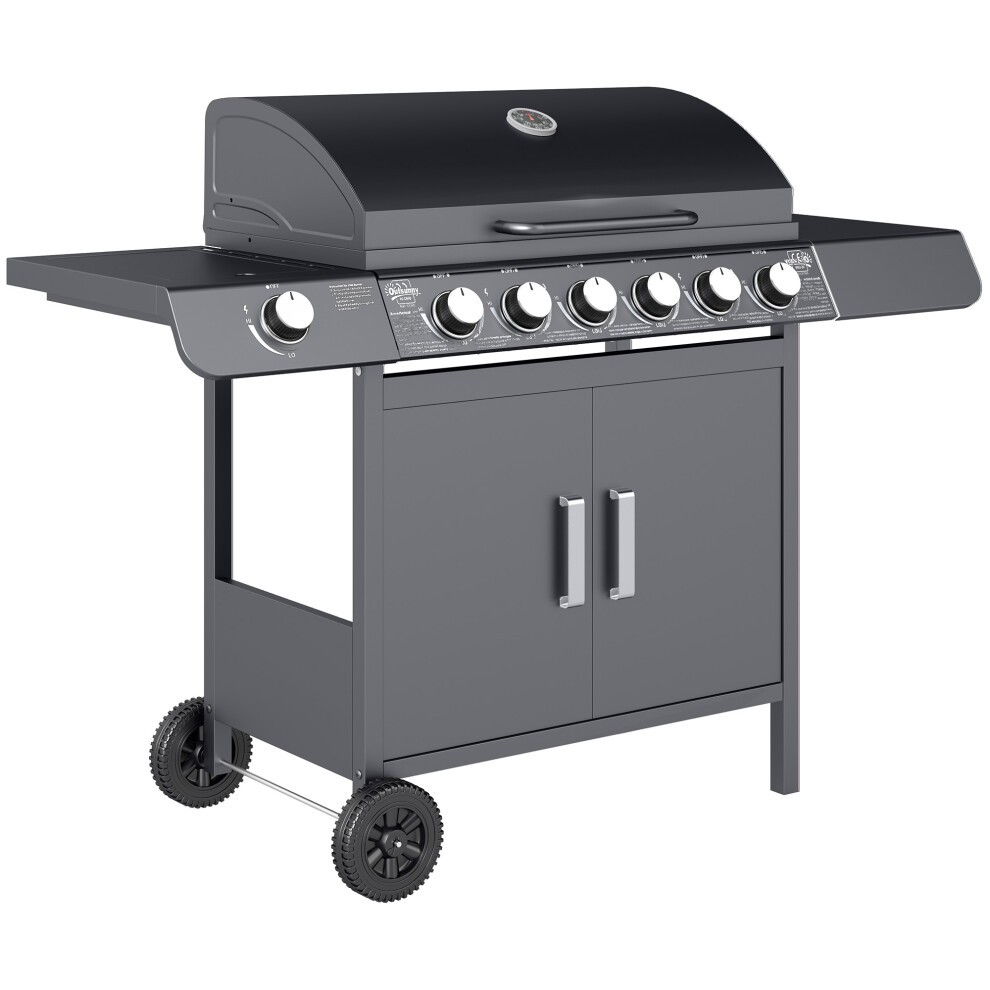 Outsunny Grey 6+1 Burner Gas Barbecue Grill with Wheel - image 2