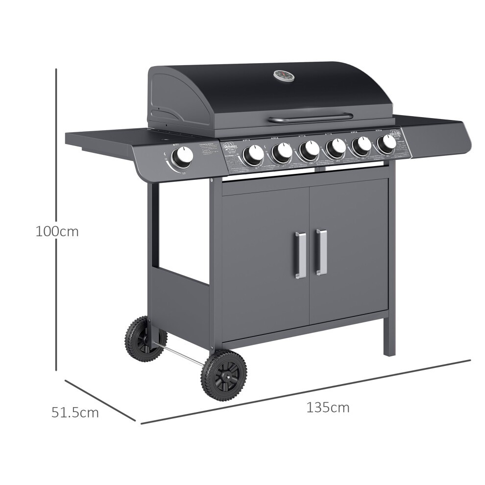 Outsunny Grey 6+1 Burner Gas Barbecue Grill with Wheel - image 3