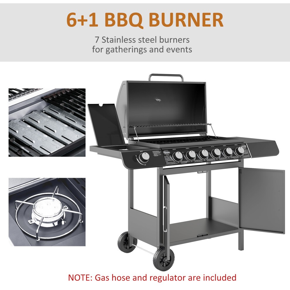Outsunny Grey 6+1 Burner Gas Barbecue Grill with Wheel - image 4