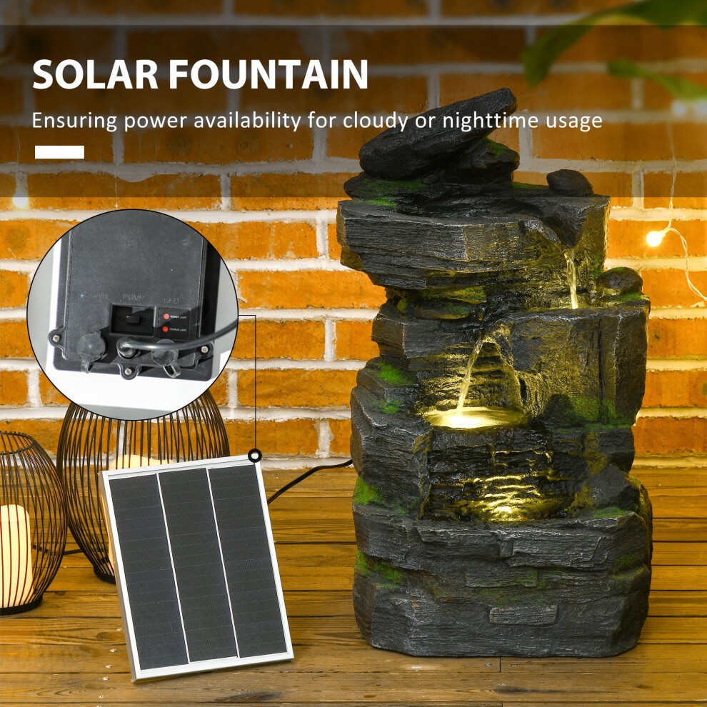 Outsunny LED Dark Grey Outdoor Garden Fountain - image 4