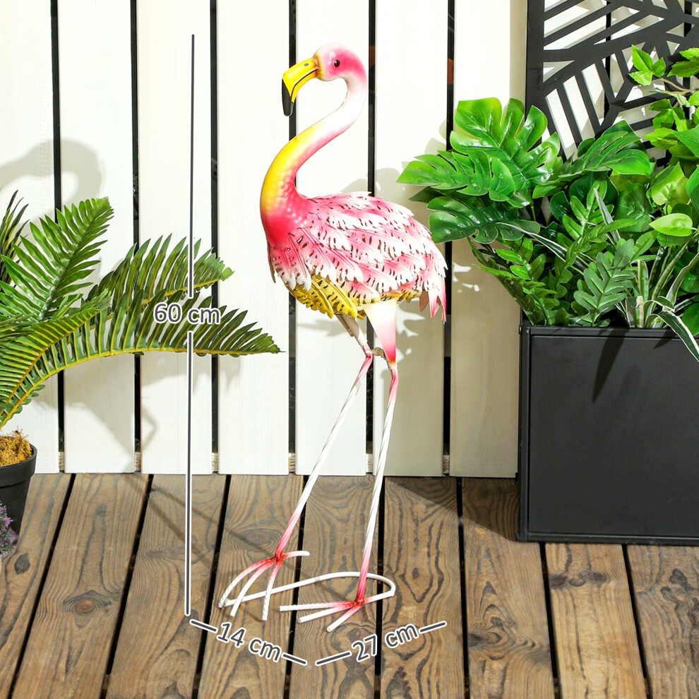 Outsunny Pink Metal Flamingo Garden Ornament with Stake - image 2