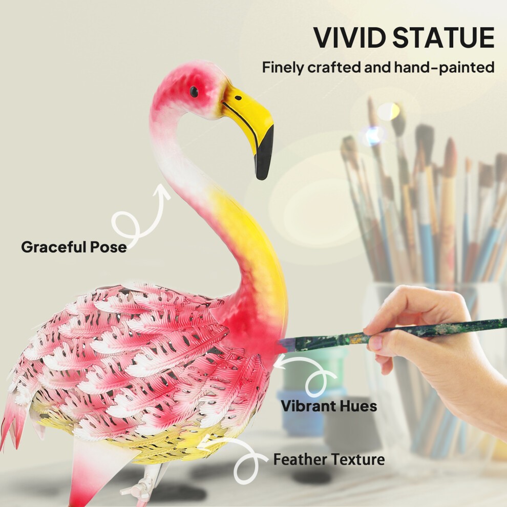 Outsunny Pink Metal Flamingo Garden Ornament with Stake - image 3