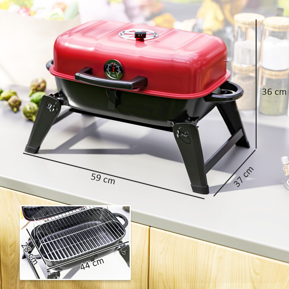 Outsunny Red Foldable Charcoal Barbecue Grill - image 2