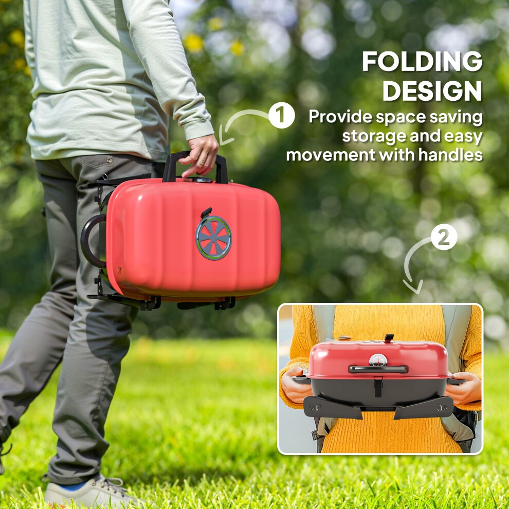 Outsunny Red Foldable Charcoal Barbecue Grill - image 4