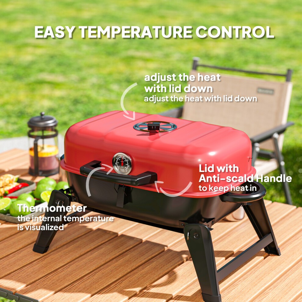 Outsunny Red Foldable Charcoal Barbecue Grill - image 5