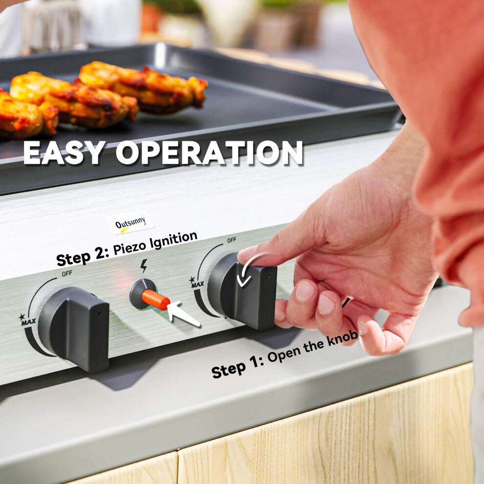 Outsunny Silver 4 Stainless Steel Gas Burner Plancha Grill - image 4