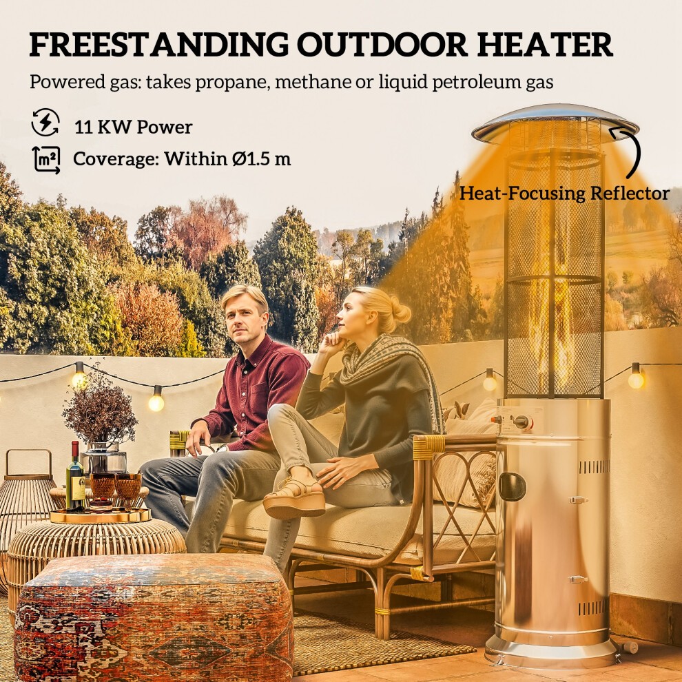 Outsunny Silver Propane Heater with Tip Over Switch 11000W - image 3
