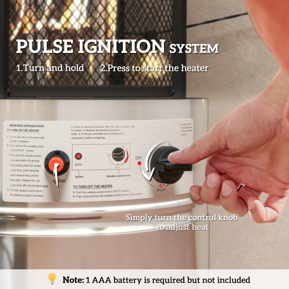 Outsunny Silver Propane Heater with Tip Over Switch 11000W - image 5
