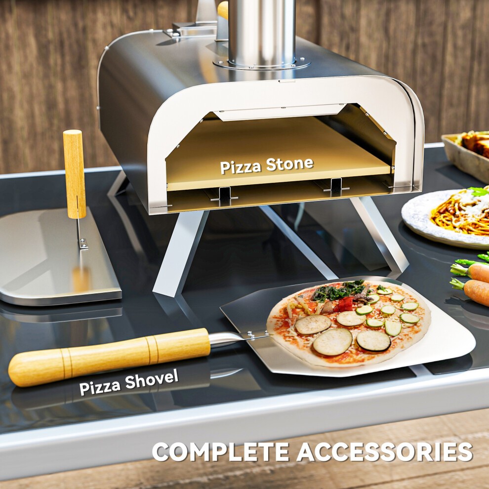 Outsunny Stone Portable Wooden Pellet Pizza Oven with Foldable Legs 12 inch - image 4