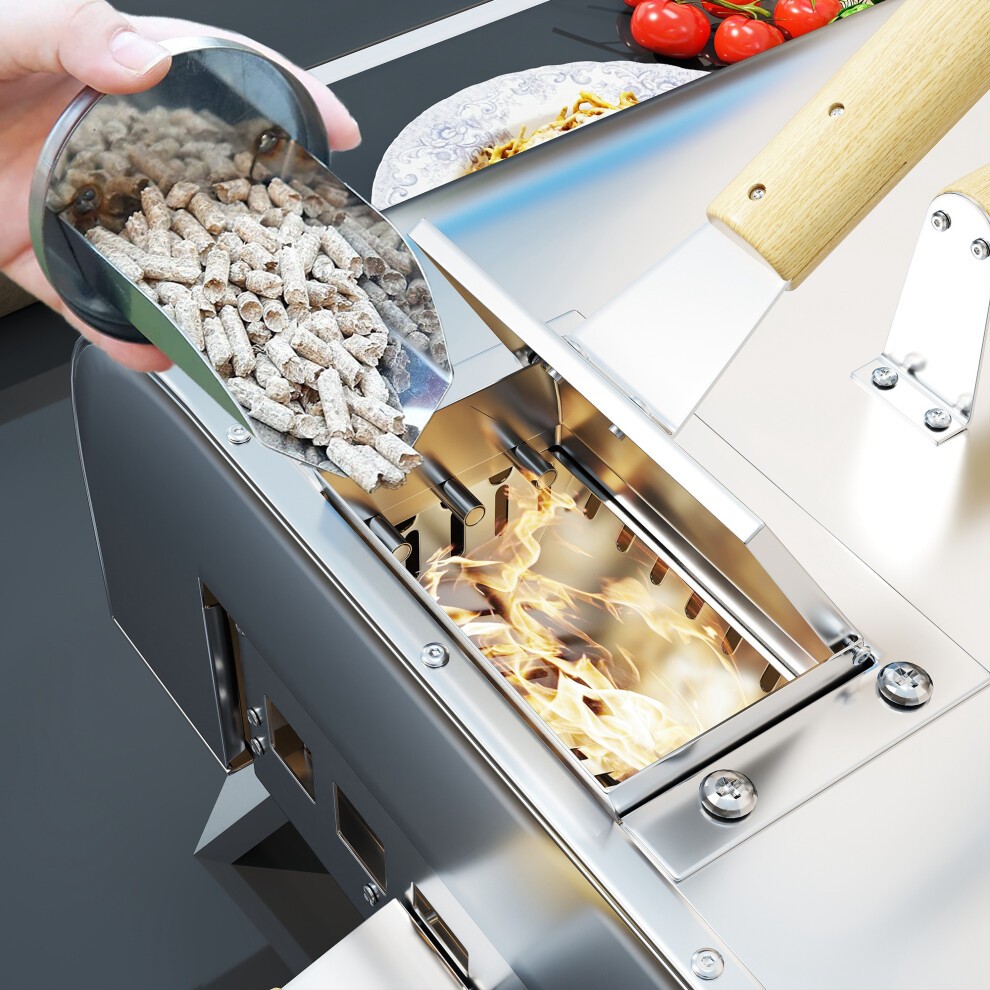 Outsunny Stone Portable Wooden Pellet Pizza Oven with Foldable Legs 12 inch - image 5