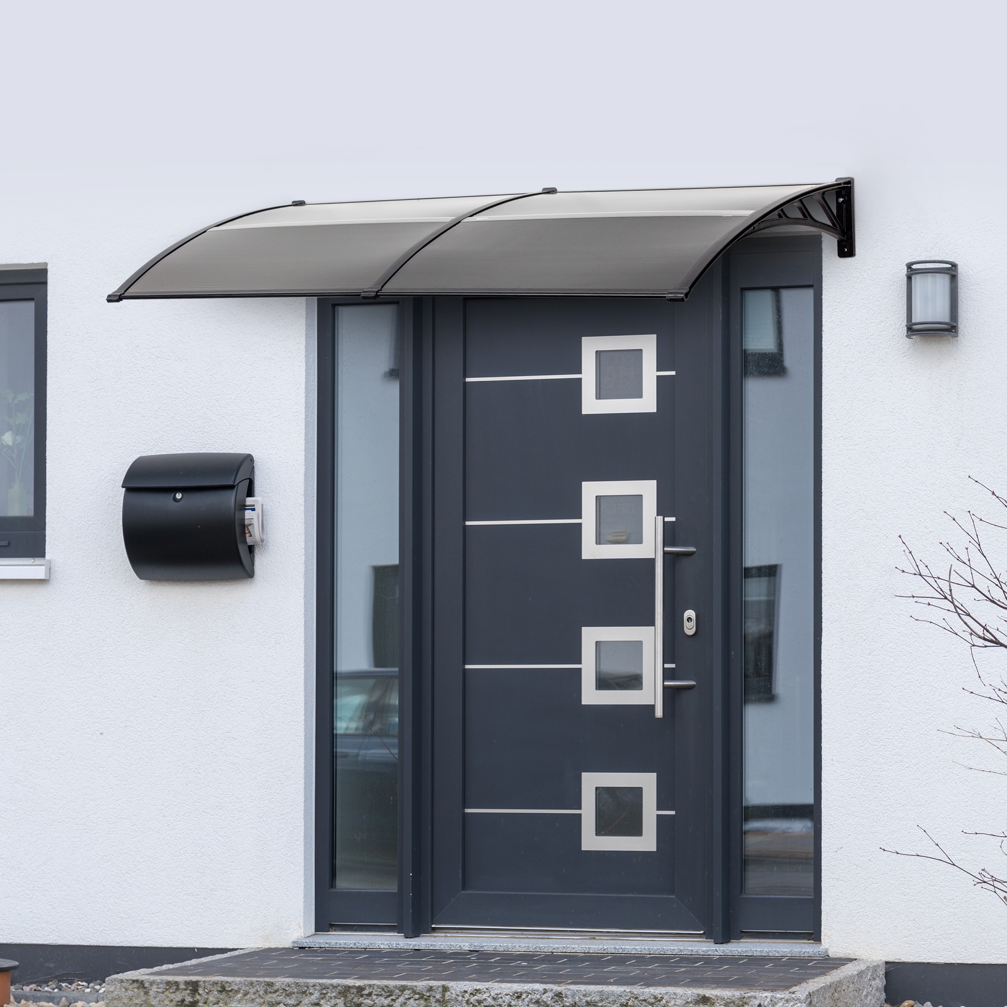 Outsunny Waterproof Door Canopy Awning Outdoor Window Rain Shelter Cover for Front/Back Door Porch Black 200 x 75cm Aosom UK - image 2