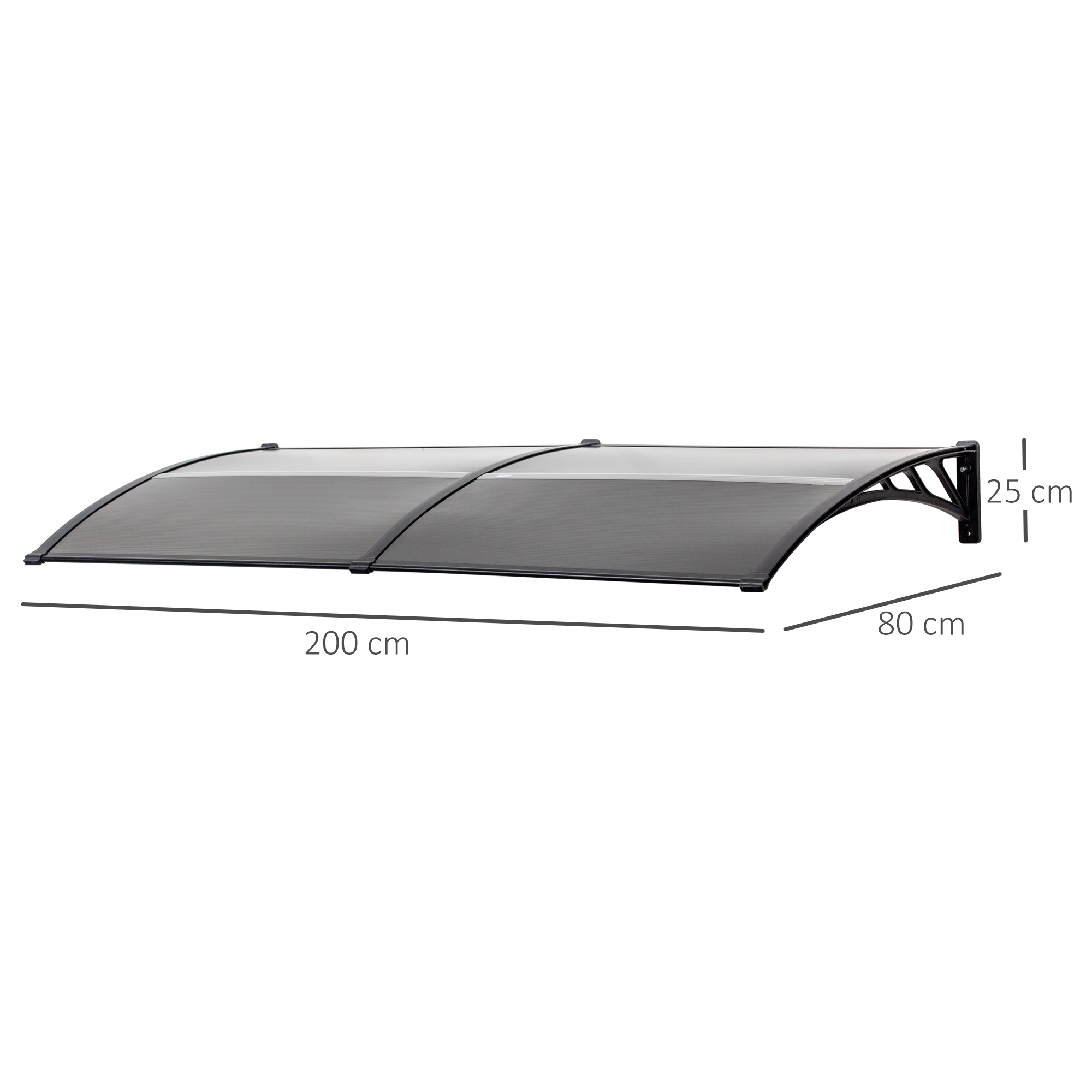 Outsunny Waterproof Door Canopy Awning Outdoor Window Rain Shelter Cover for Front/Back Door Porch Black 200 x 75cm Aosom UK - image 4