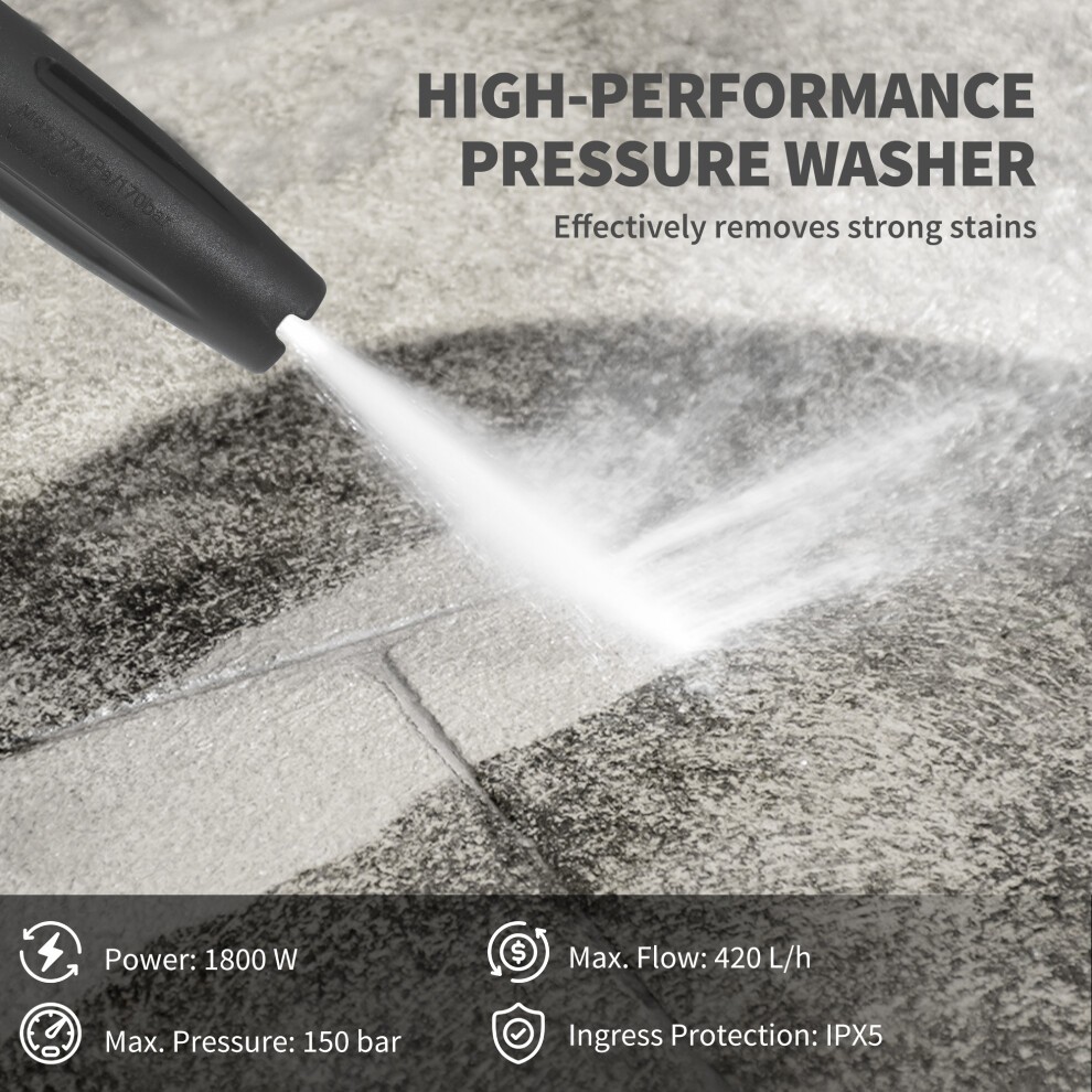 Outsunny Yellow Pressure Power Washer 150Bar 1800W - image 3