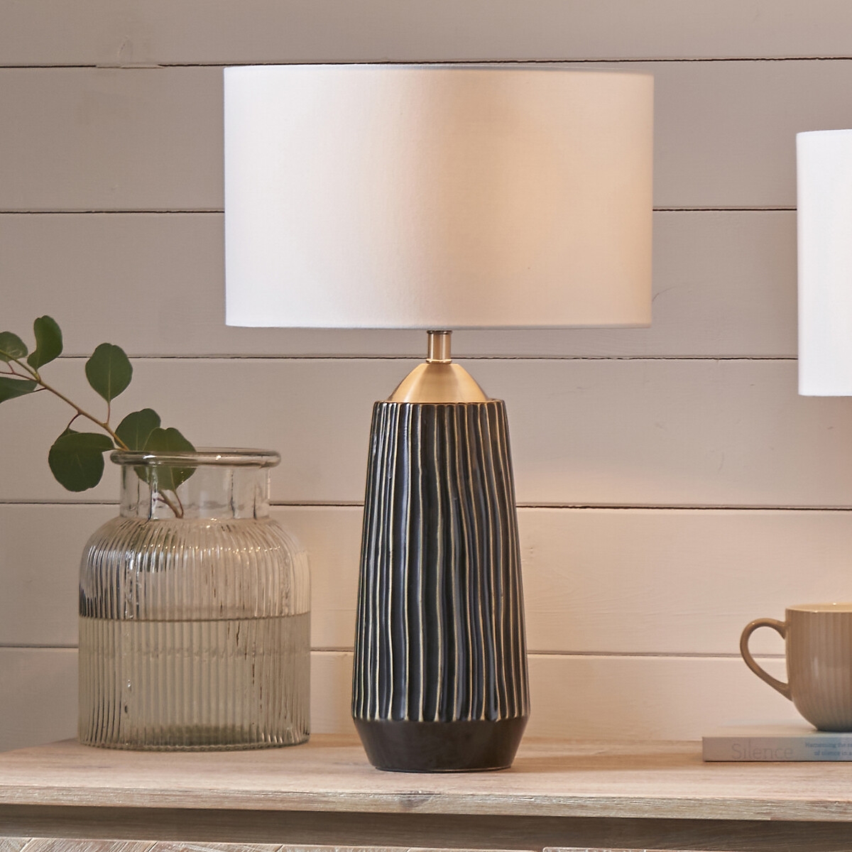 Pacific Lifestyle Artemis Ceramic Black Textured and Brushed Silver Tall Table Lamp - image 4