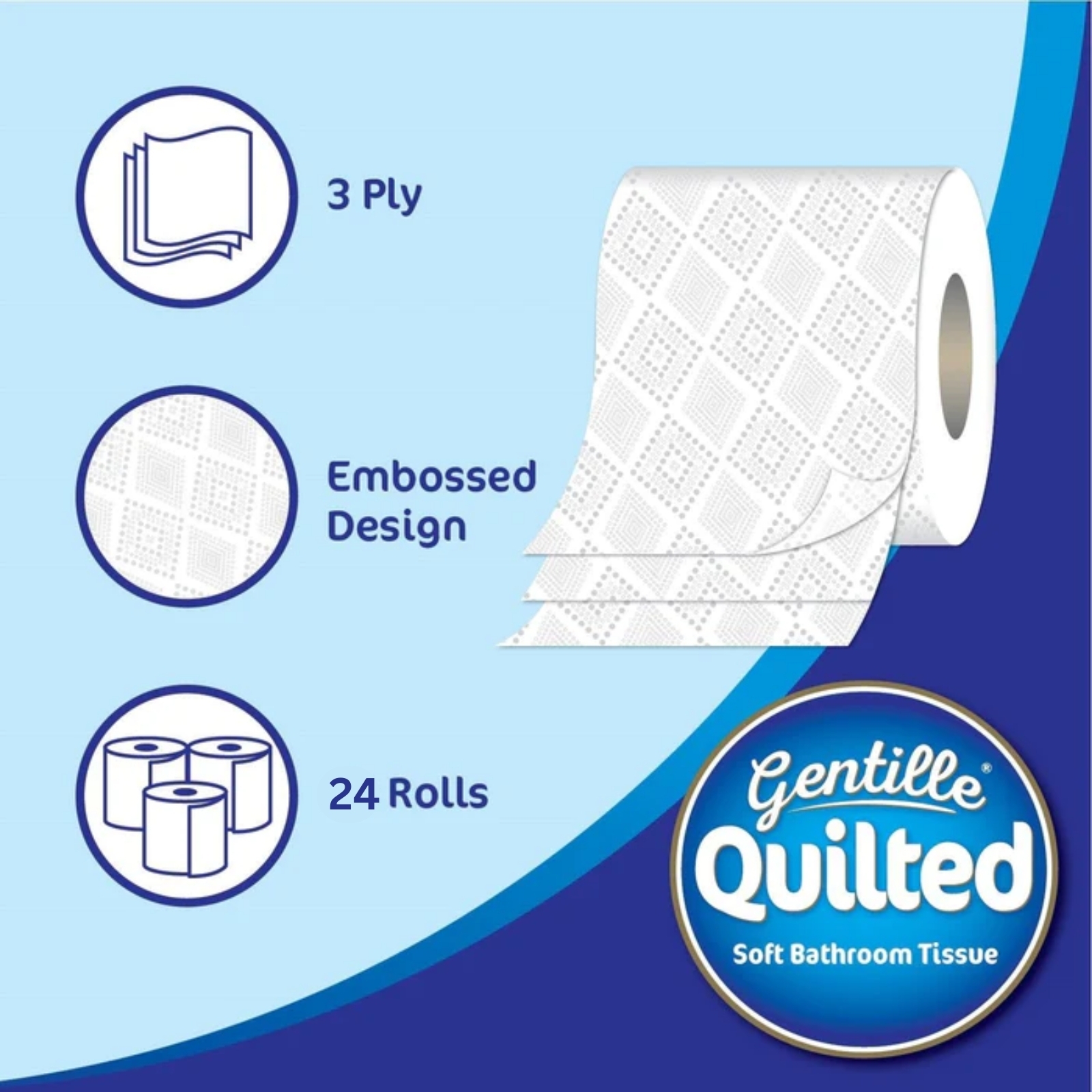 Pack of 24 Gentille Quilted Toilet Tissue Rolls - White - image 3