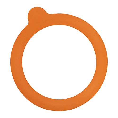 Set of six orange rubber replacement seals designed for Kilner regular mouth jars, featuring a smooth, flexible texture for airtight sealing.