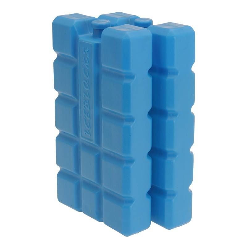 Two blue ice packs with a textured design, featuring a rectangular shape, designed for cooling drinks and food, safe for health, by B2X.