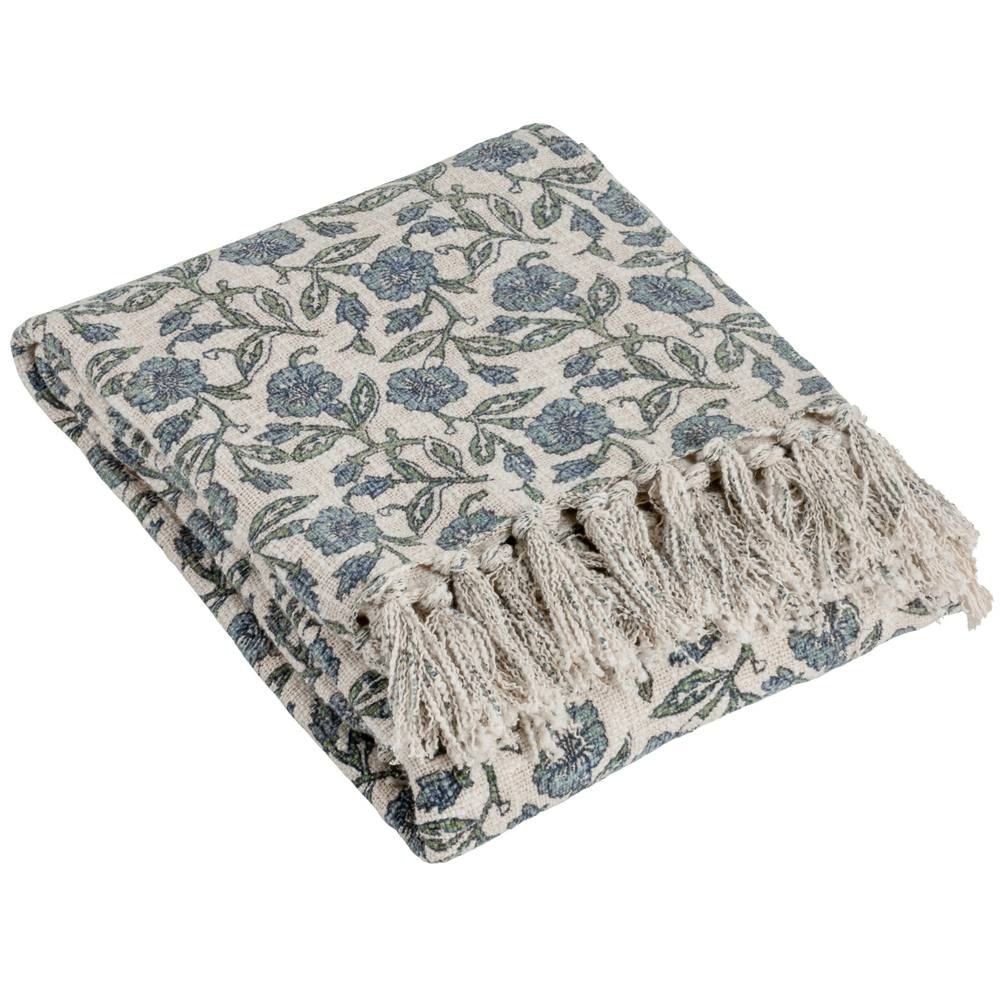 Paoletti Delphine Delph Blue Printed Cotton Throw 170 x 130cm - image 2