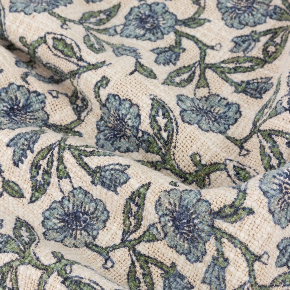 Paoletti Delphine Delph Blue Printed Cotton Throw 170 x 130cm - image 4