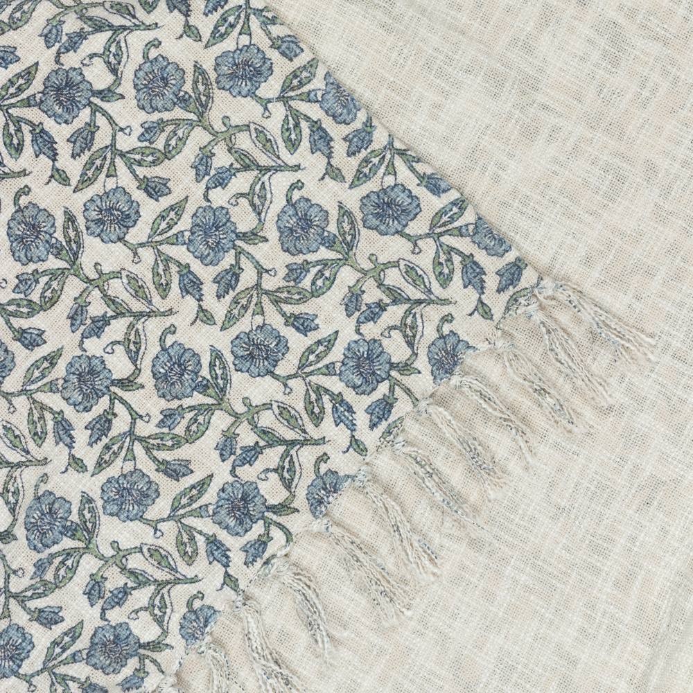 Paoletti Delphine Delph Blue Printed Cotton Throw 170 x 130cm - image 5