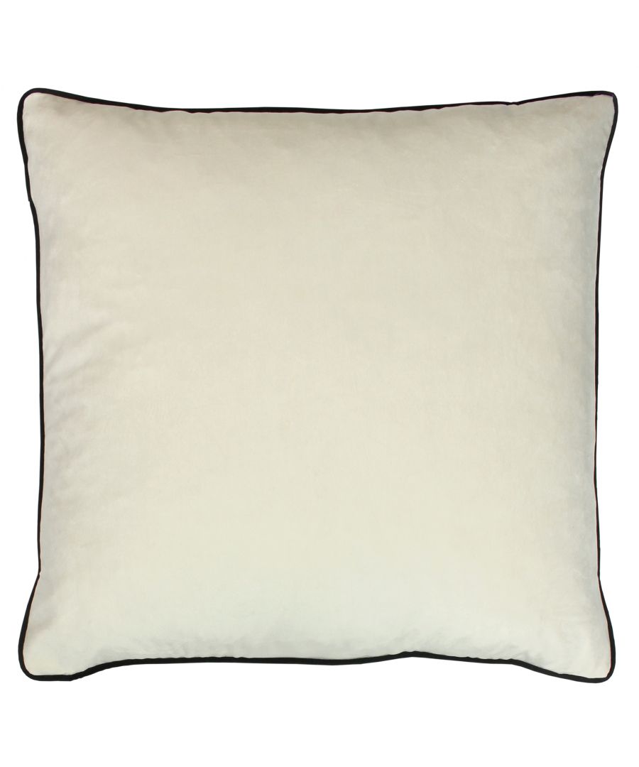 Ivory cushion measuring 55 cm x 55 cm, featuring a soft texture with a contrasting dark trim around the edges.