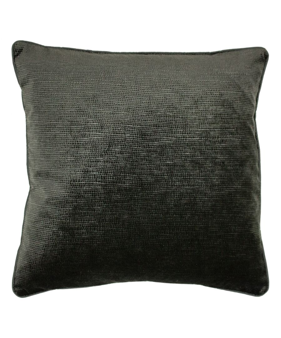 Black 45 cm x 45 cm cushion by Paoletti, featuring a textured fabric with a subtle sheen, perfect for adding elegance to any decor.