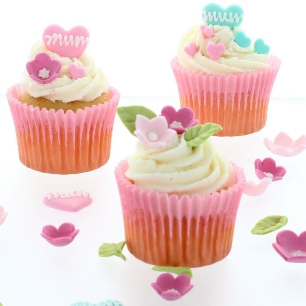 Pink Sugar Flowers & Leaves - image 3