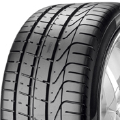 Black Pirelli P Zero PZ4 SC tire with a sleek tread pattern, featuring rim protection (MFS), labeled 295/35 ZR19 (104Y) XL AO.