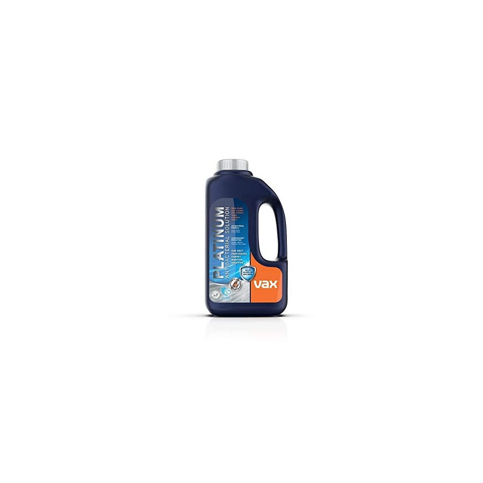 Vax Platinum Antibacterial Solution in a 1.5L blue plastic bottle with a gray cap, featuring a prominent label with the Vax logo and product details.