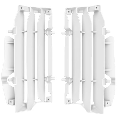 Red Polisport radiator louvres designed for Beta 2T 250-300 RR and 4T 350-498 RR models (2020-2023), featuring a durable plastic construction with multiple slats for airflow.