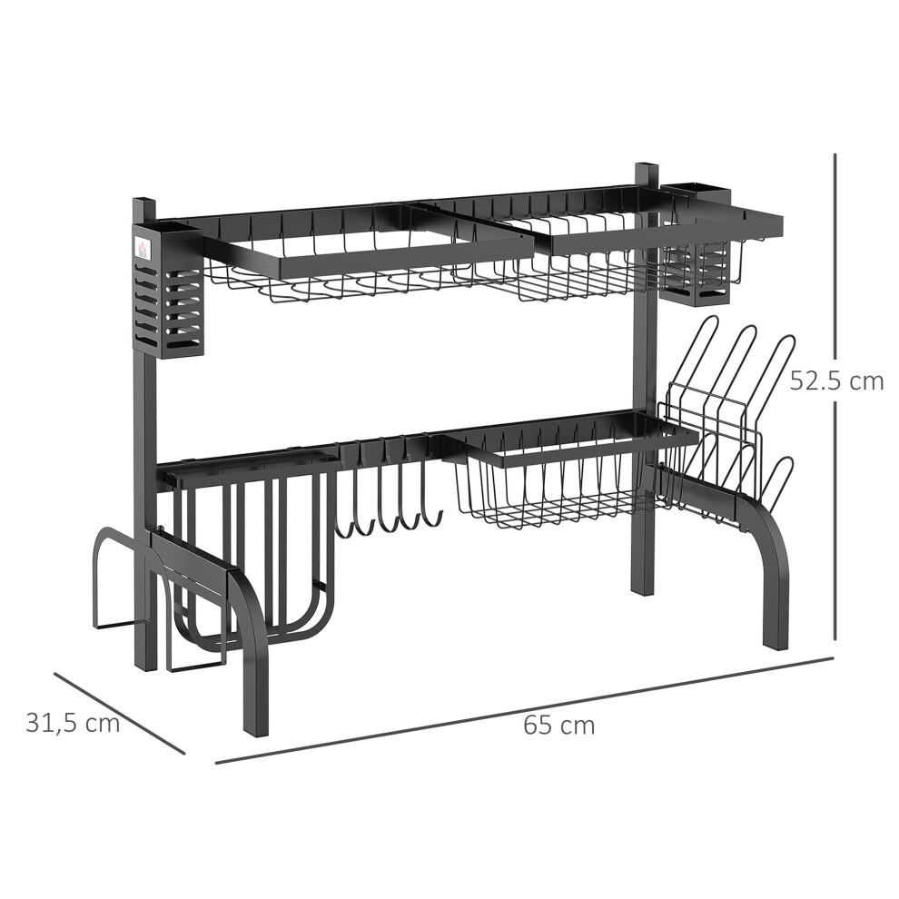 Portland 2 Tier Black Over the Sink Dish Drainer Rack - image 2