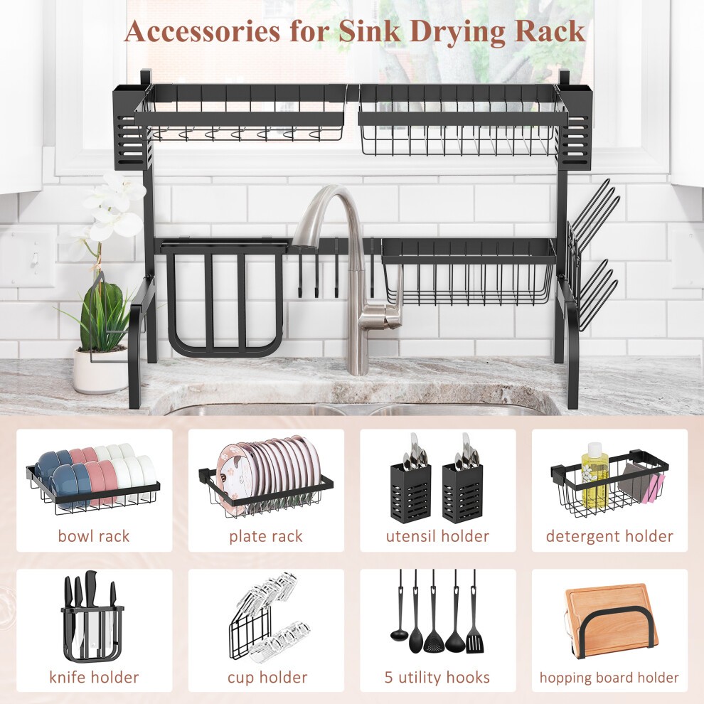 Portland 2 Tier Black Over the Sink Dish Drainer Rack - image 4