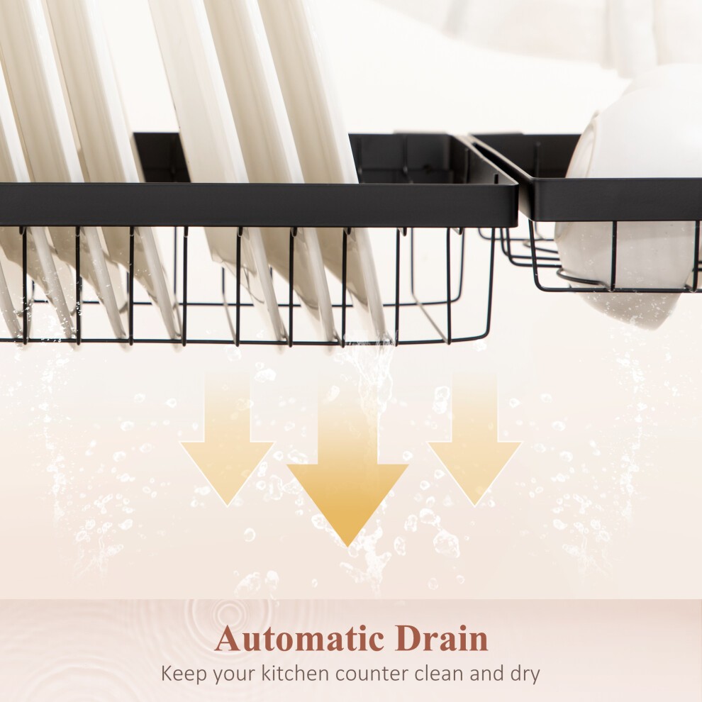 Portland 2 Tier Black Over the Sink Dish Drainer Rack - image 5