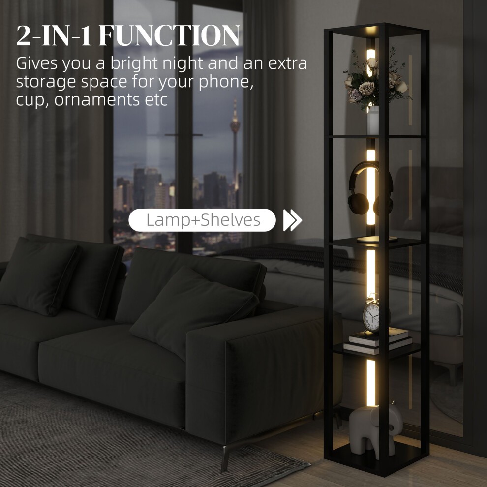 Portland Black 4 Shelf Dimmable Warm White LED Floor Lamp - image 3