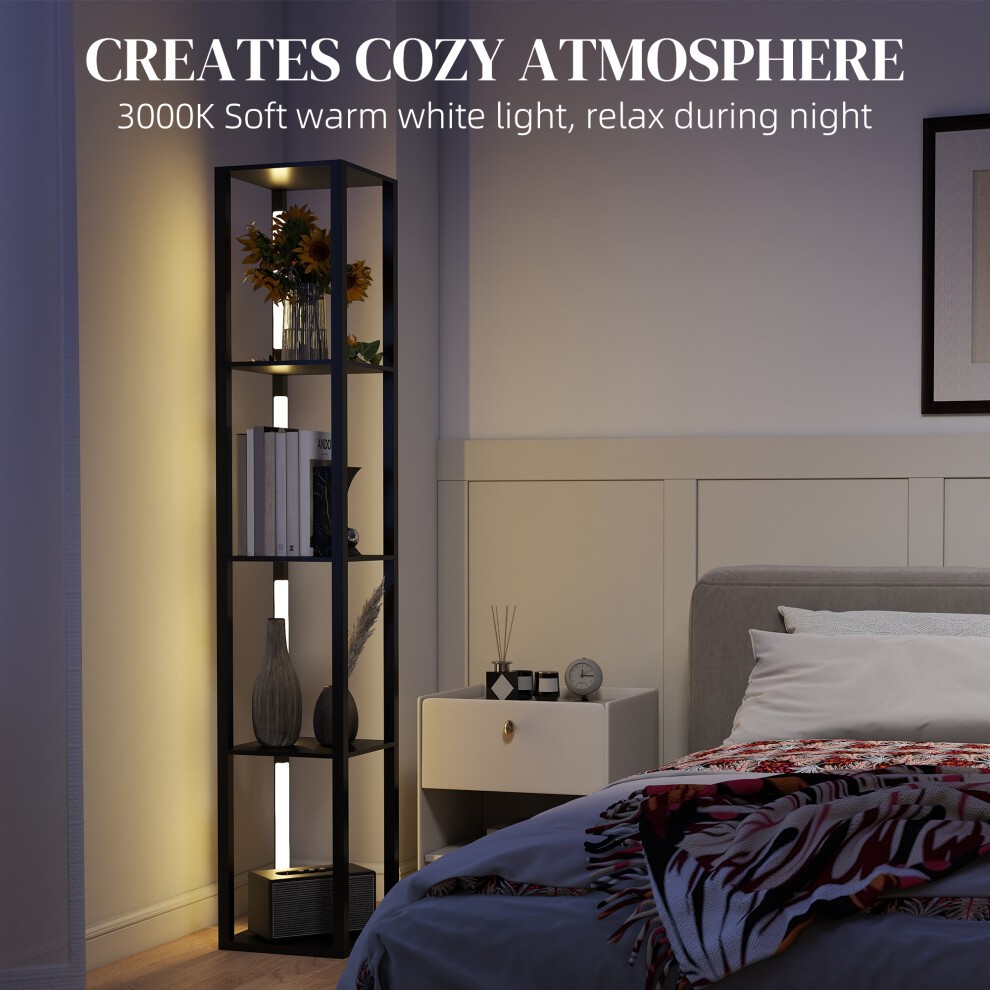 Portland Black 4 Shelf Dimmable Warm White LED Floor Lamp - image 4