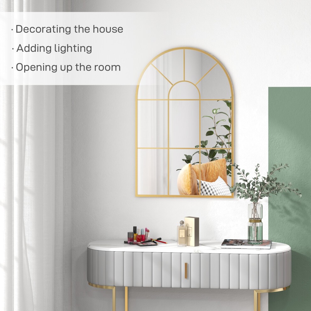 Portland Gold Tone Arched Window Wall Mirror 91 x 60cm - image 3